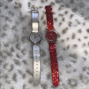 COACH set of 2 watches glitter face silver & red